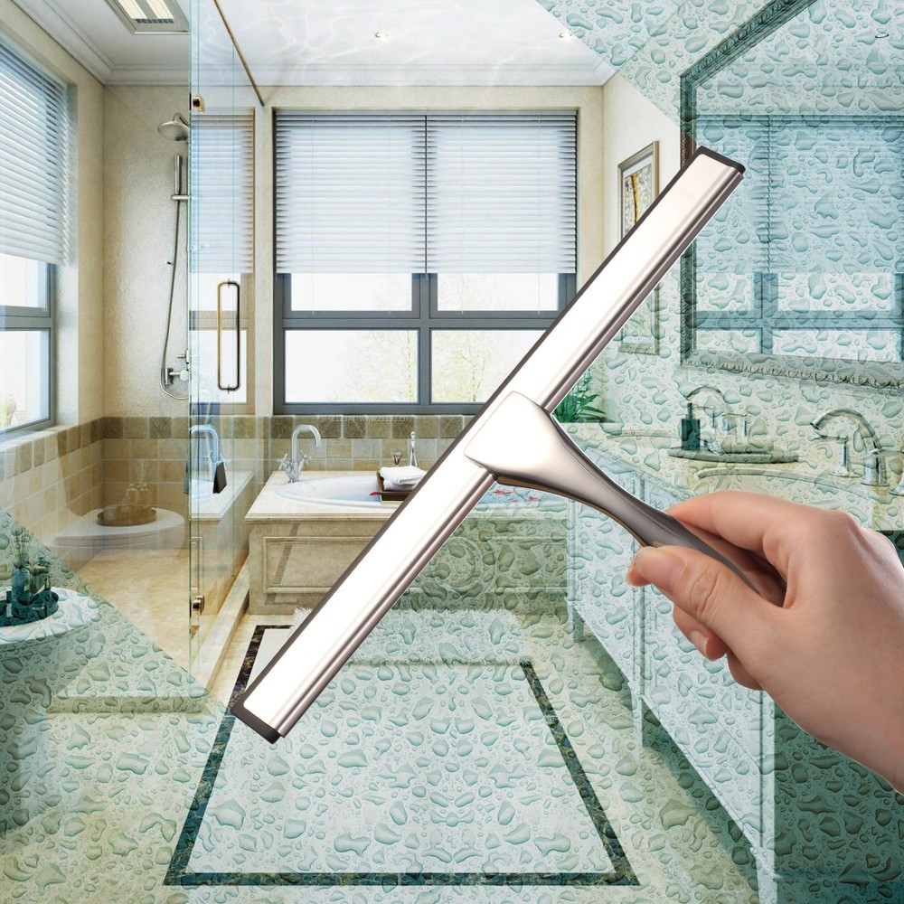 Hiware All-Purpose Shower Squeegee for Doors, 10-Inch, Silver