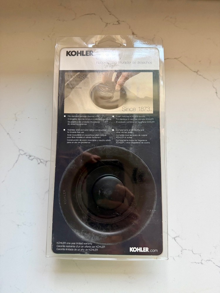 K-11352-BL Solid Durable Disposal Flange and Stopper Matte Black