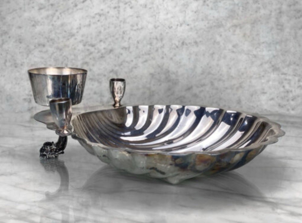 Vintage Victorian Silver Plate Appetizer Shrimp Shell Serving Dish