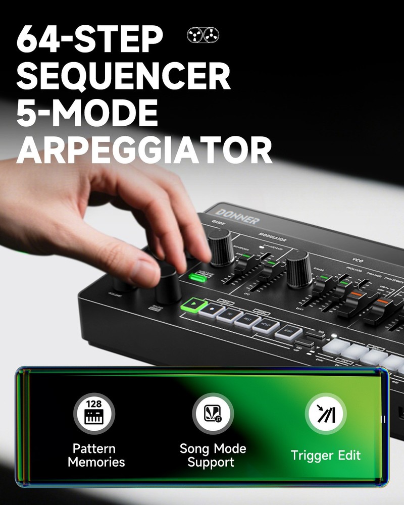 Donner ESSENTIAL L1 Synthesizer 64-Step Sequencer S2C Magnetic Modular System