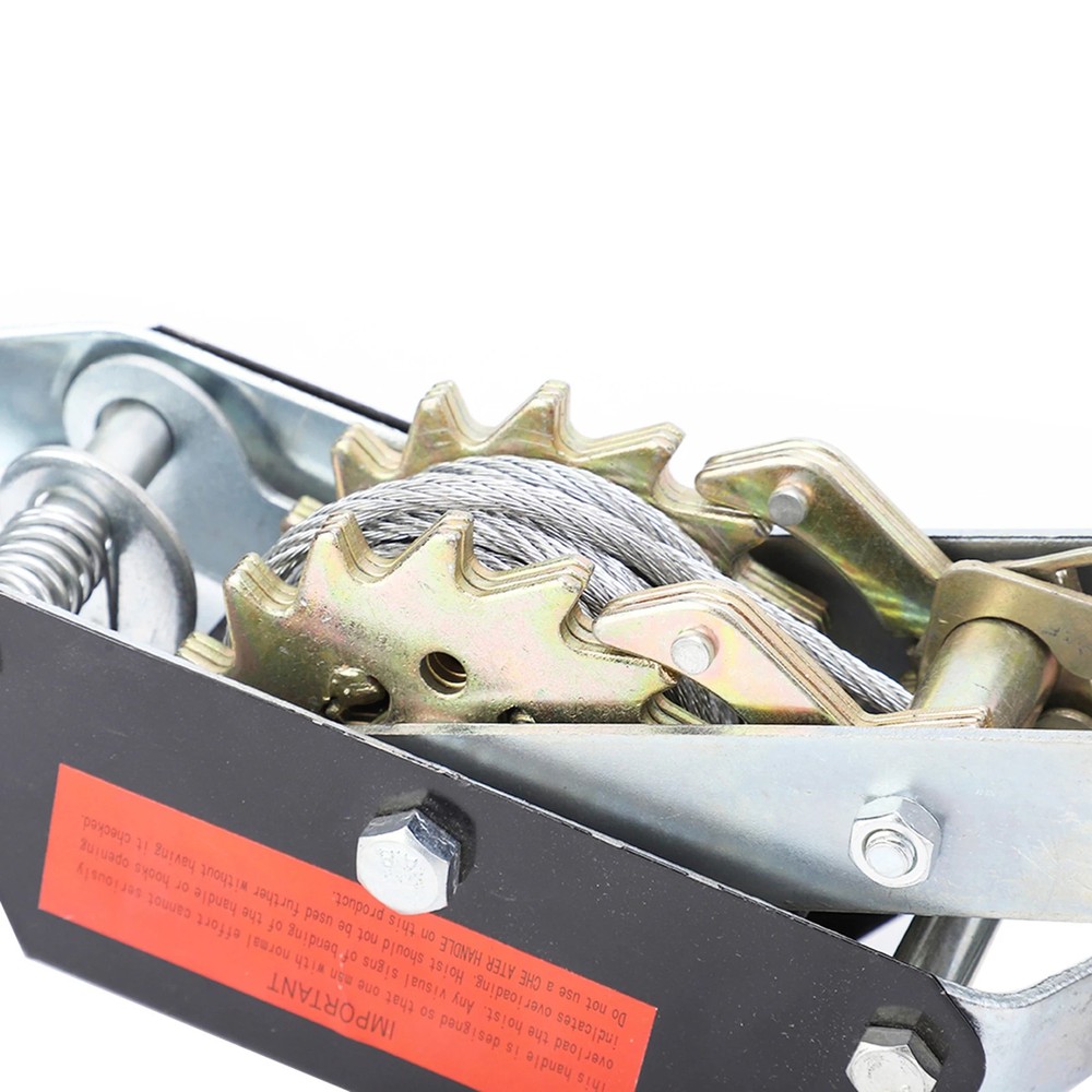 2 Ton Gear Winch Puller Heavy Duty Steel, Double Hook, Ergonomic Grip