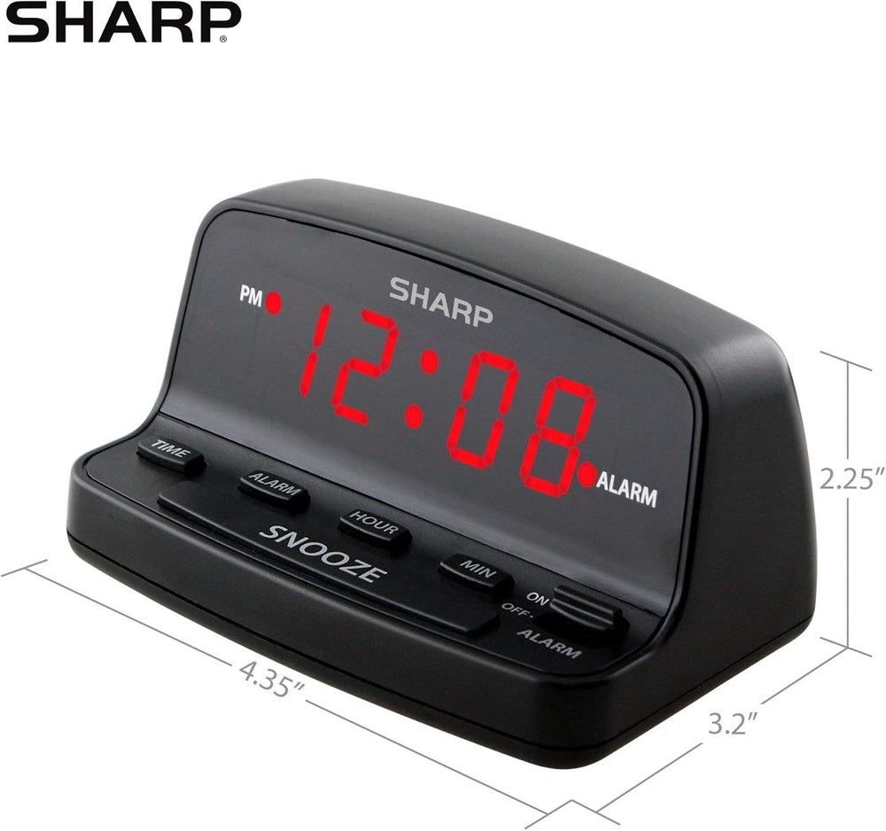 Digital Alarm Clock with Easy Keyboard Controls & Snooze Function – Black