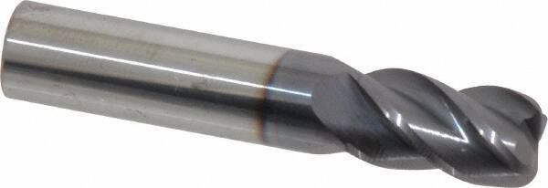 Accupro 3/8" Diam 4 Flute Single End Solid Carbide 0.06" Corner Radius End Mi...
