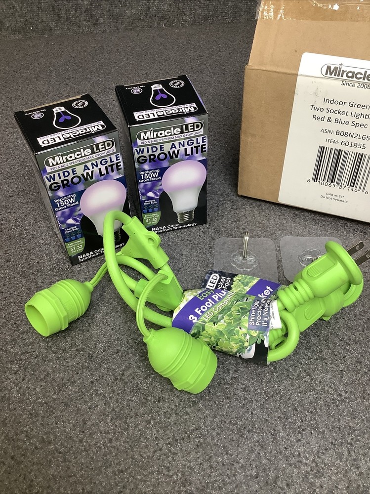 Miracle LED Indoor Greenhouse Two Socket Lighting Kit Red & Blue Spec M52B