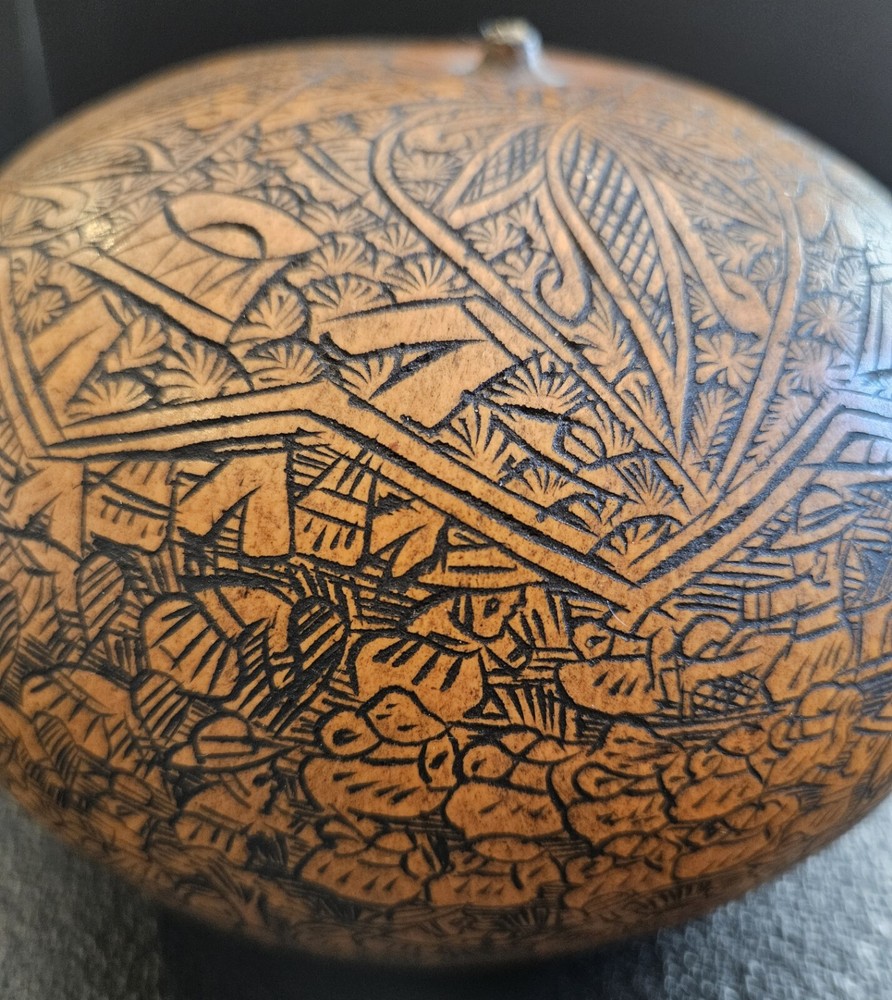 Hand Carved Amazon Storytelling Gourd