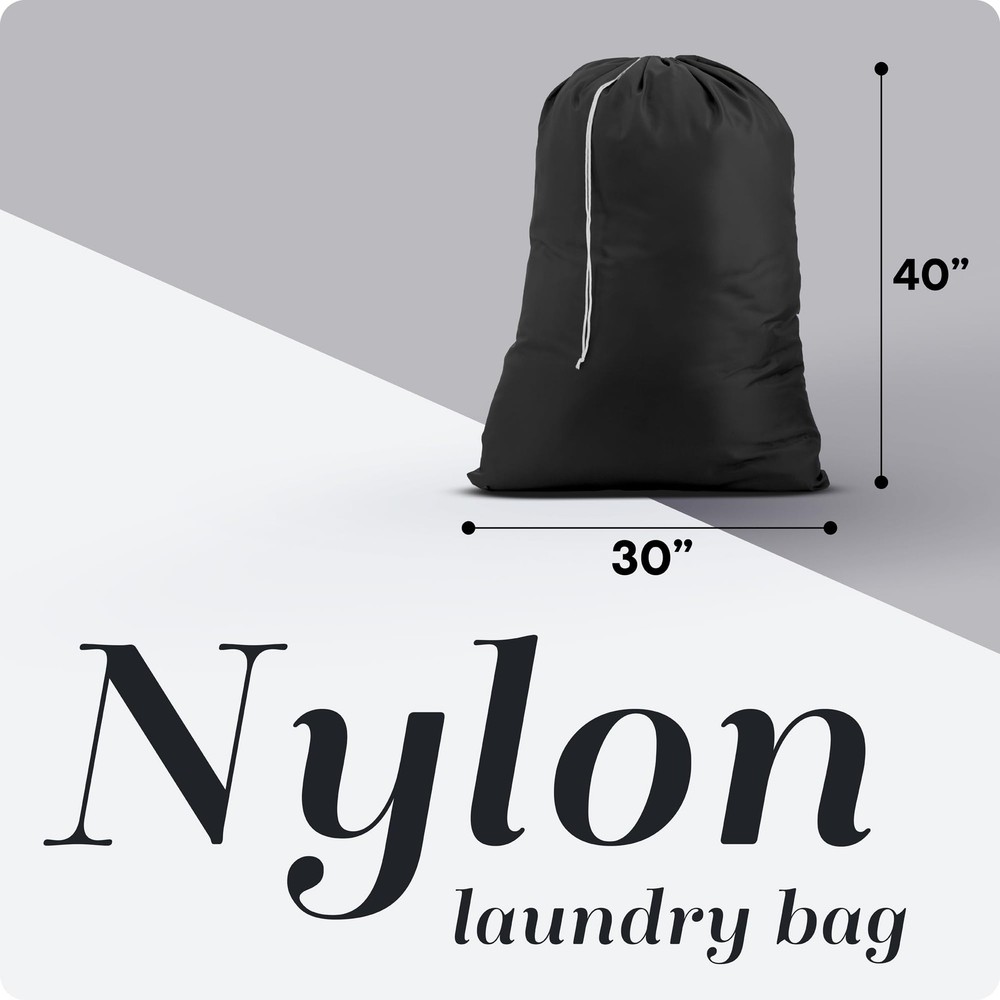 Nylon XL Laundry Bag, Large Capacity with Locking Drawstring, Machine Washabl...