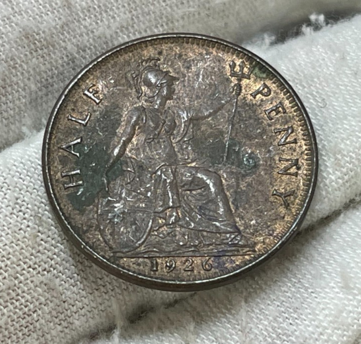 1926 Great Britain Half Penny Coin High Grade