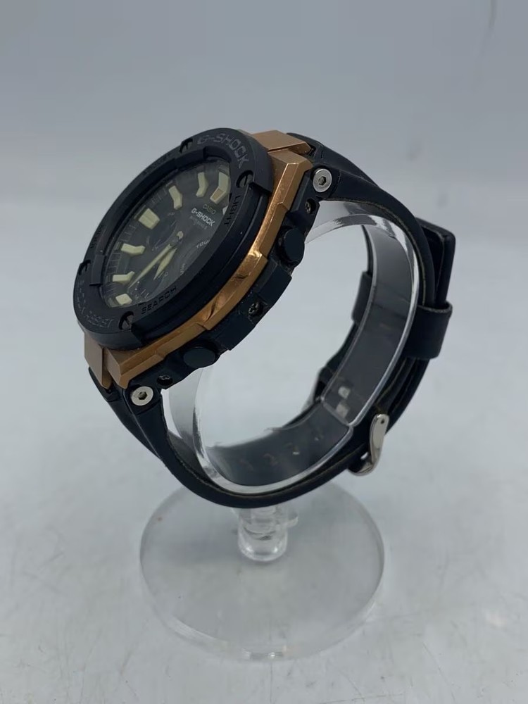 CASIO Solar Watch G SHOCK Digital Analog Leather BLK BLK