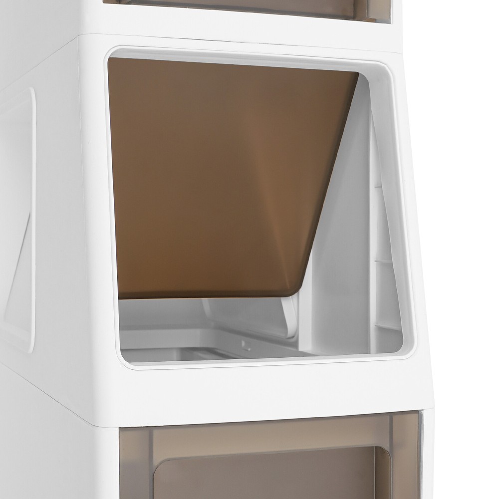 4 Tier White Rectangular Storage Cabinet With Drawers Bathroom Floor Cabinet