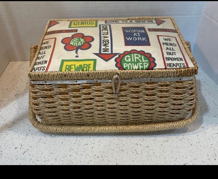 Vintage 1960’s Mod Sewing Basket Grannycore