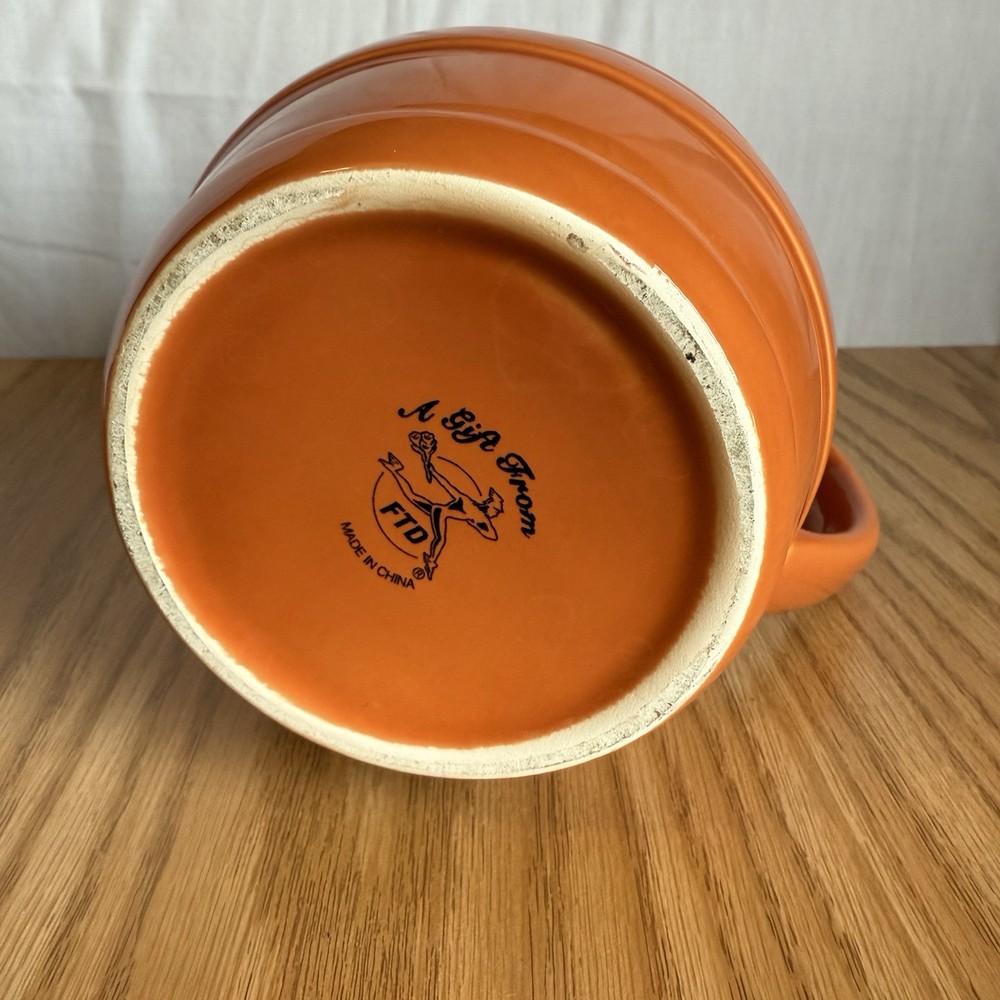 Stoneware Ceramic Pitcher With Handle 42 fl. oz. FTD Orange