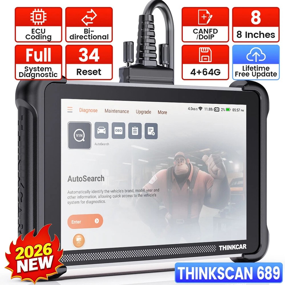 ThinkScan 689 Bidirectional E/CU Coding Scanner Auto Diagnostic Tool 34+Services