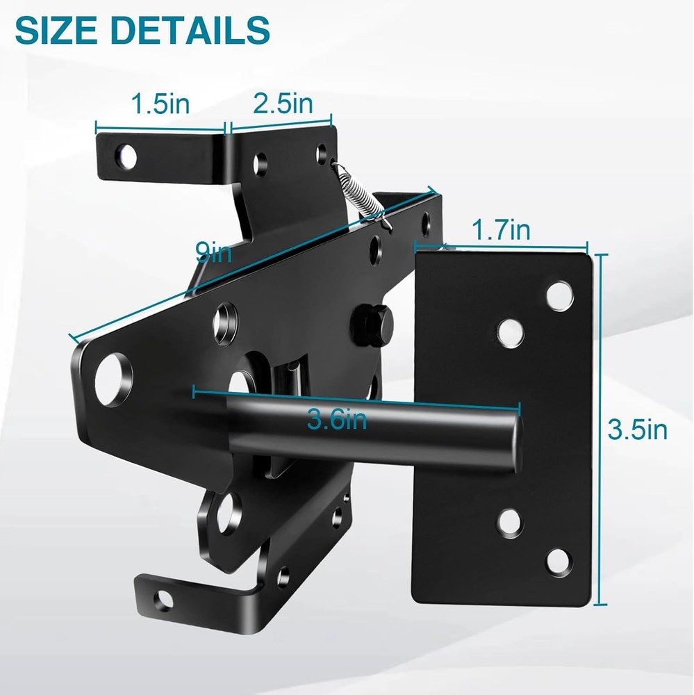Self Locking Gate Latch and Hinges Set Heavy Duty Hardware for...