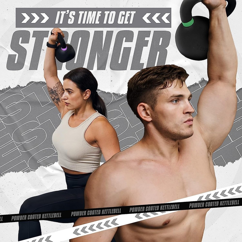 Cast Iron Kettlebell Pair for Strength Training./
