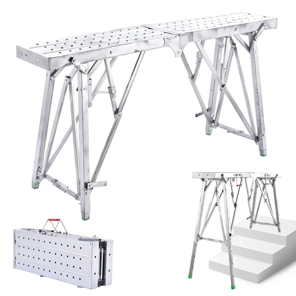 Folding Scaffolding Platform Work Bench Portable Scaffold Adjustable Height 1.6m