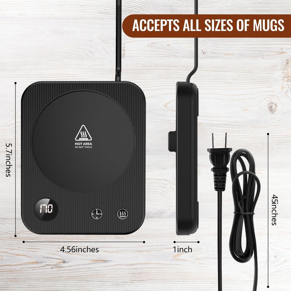 Mug Warmer,3-Temp Settings Coffee Warmer,Automatic Shut Off Black, Black