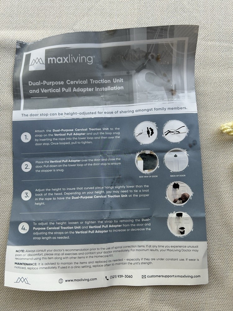 maxliving Dual-Purpose Cervical Traction Unit with Vertical Pull Adapter