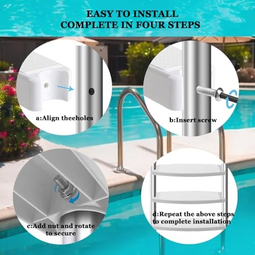 3-Pack 18" Universal Pool Ladder Steps Replacement, Heavy-Duty Molded Plastic