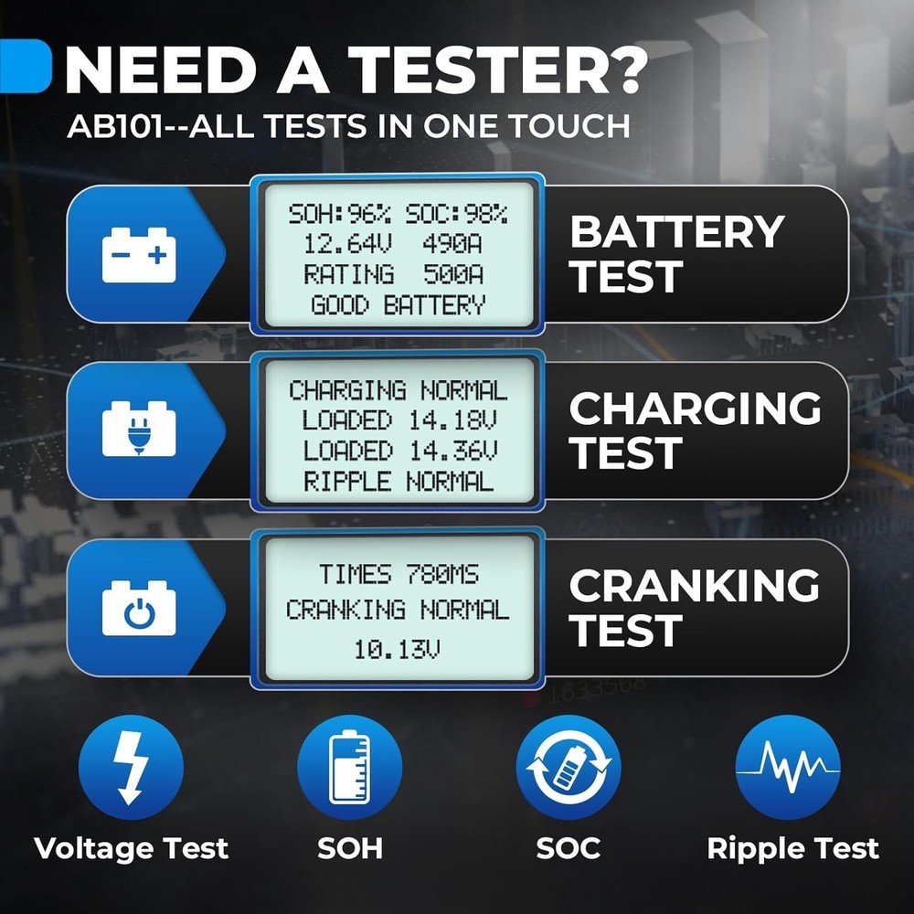 AB101 Car Battery Load Tester - Precision Testing for Smooth Vehicle Operation