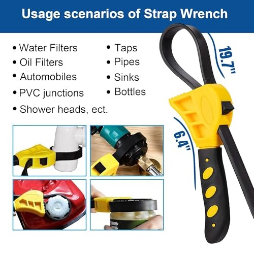 Adjustable Rubber Strap Wrench | Designed for Countertop Water Filter | Medium