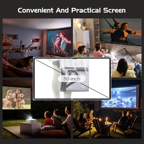 1080P Mini Projector with Screen, Portable Home Theater Movie Basic Version