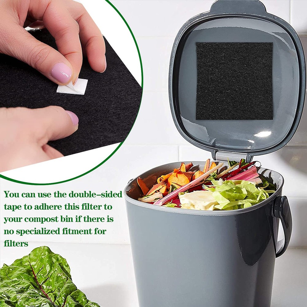 10 Pack Compost Bin Filters Activated Carbon Odor Filter Sheets 5 Inch Kitchen