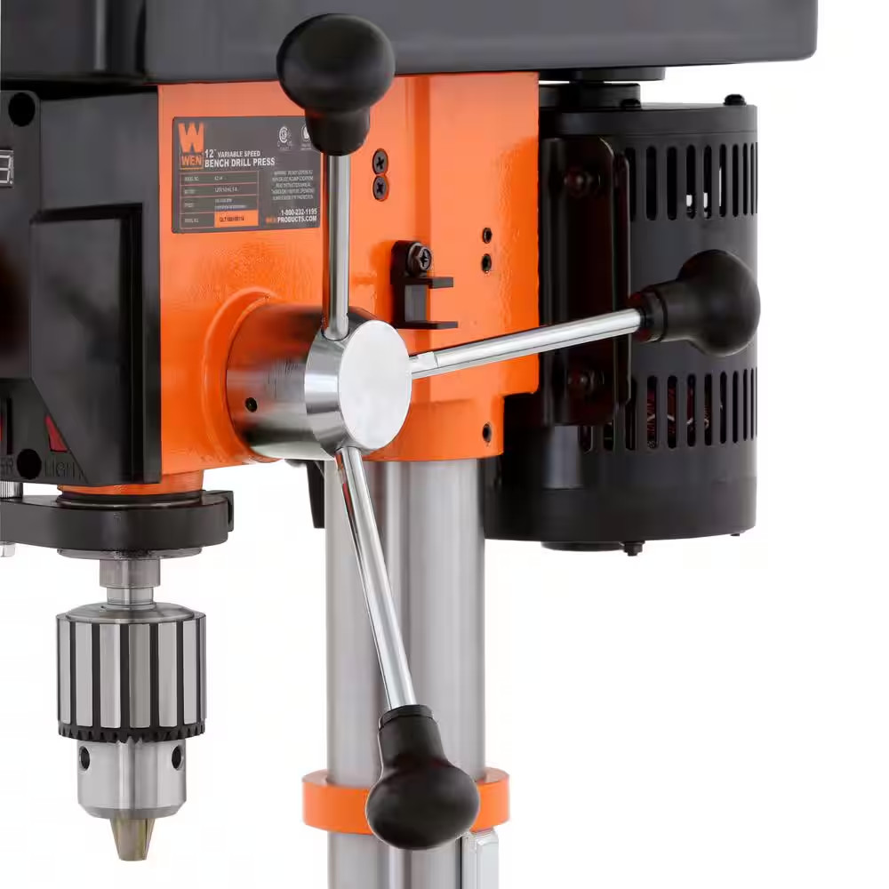 5-Amp 12 In. Variable Speed Cast Iron Benchtop Drill Press with Laser, Work Ligh