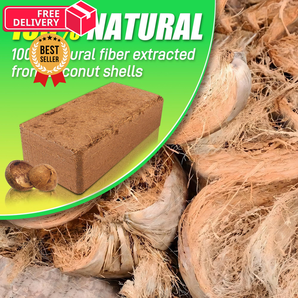 Coco Coir Brick for Plants-6 Pack Premium Coconut Bricks, 100% 6pcs, Brown