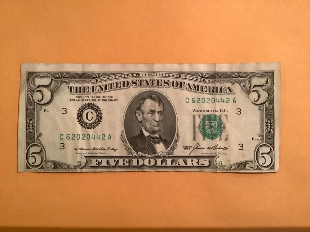 United States 1965 $5 bill error