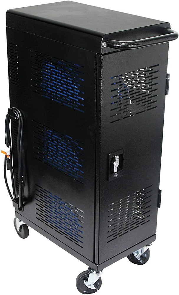 Fully Assembled 18 Device Charging Station Cart Secure Cable Management Black