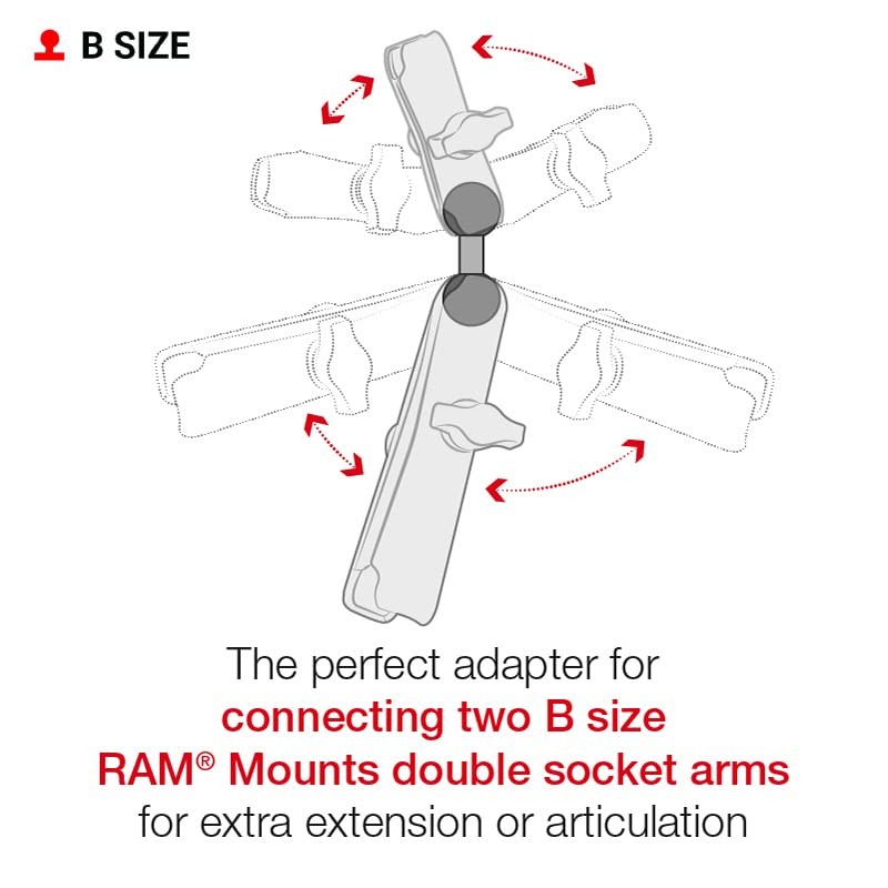 Double Socket Arm with Dual Extension and Ball Adapter RAM-B-201-201U-C Compa...