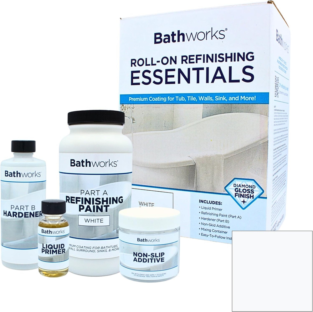 Essentials Roll-On Refinishing Kit - 22 Fl Oz, High Gloss White, Long-Lasting Ac