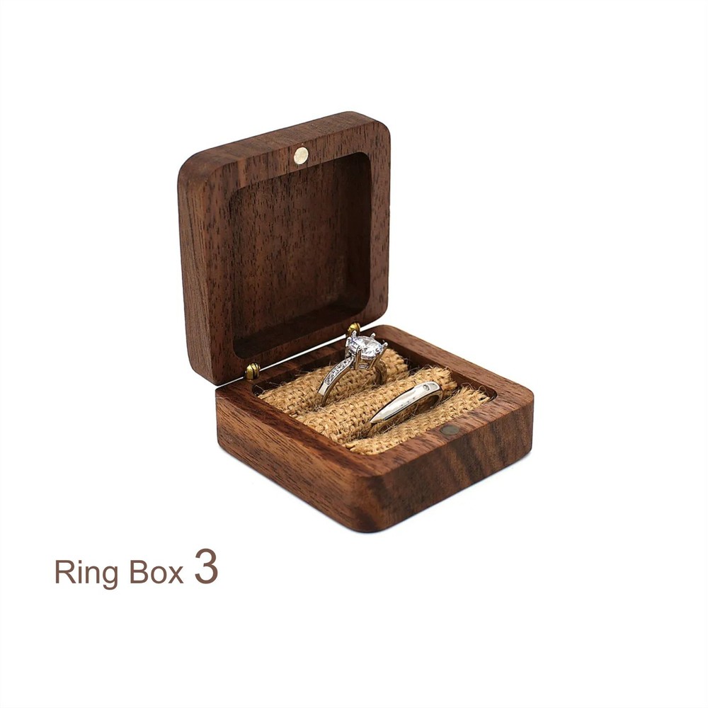 10PC Walnut Wooden Ring Box - Model 3 - BLANK
