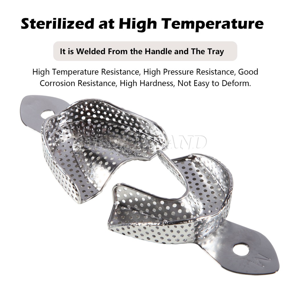 6 Pcs Perforated Metal Dental Impression Trays set Upper & Lower