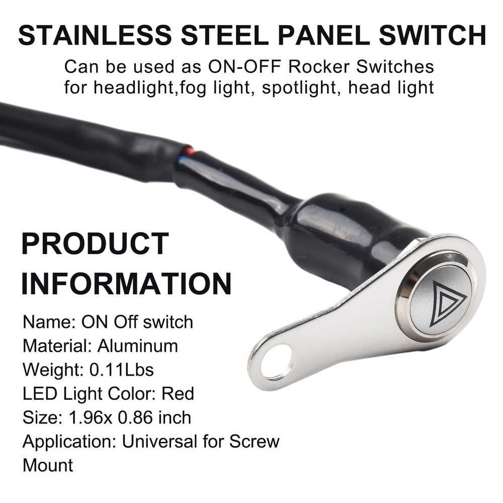 NEW Red LED Motorcycle Switch ON+OFF Handlebar Mount Push-Button 12V Work Light