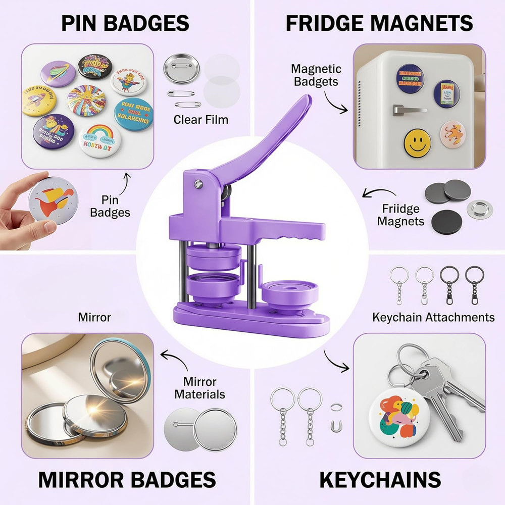 58Mm Button Maker Machine Kit, Installation-Free Button Pin Maker & Pin Maker Ma