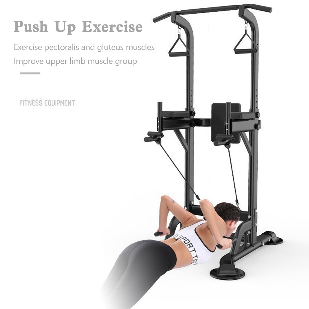 Pull-Up Bars &Squat Bar Power Tower Dip Stands Strength Training for Home Gym