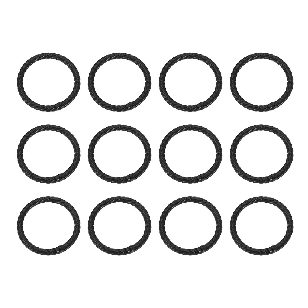 12pcs Spring O Rings 1 1/2" Round Trigger Metal Snap Hook Key Ring Black