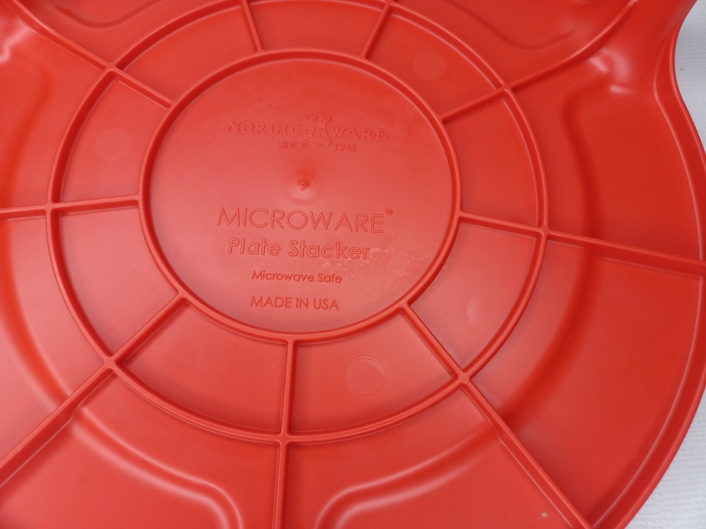 Nordic Ware Microwave Plate Stacker Two Plates At Once Red Plastic