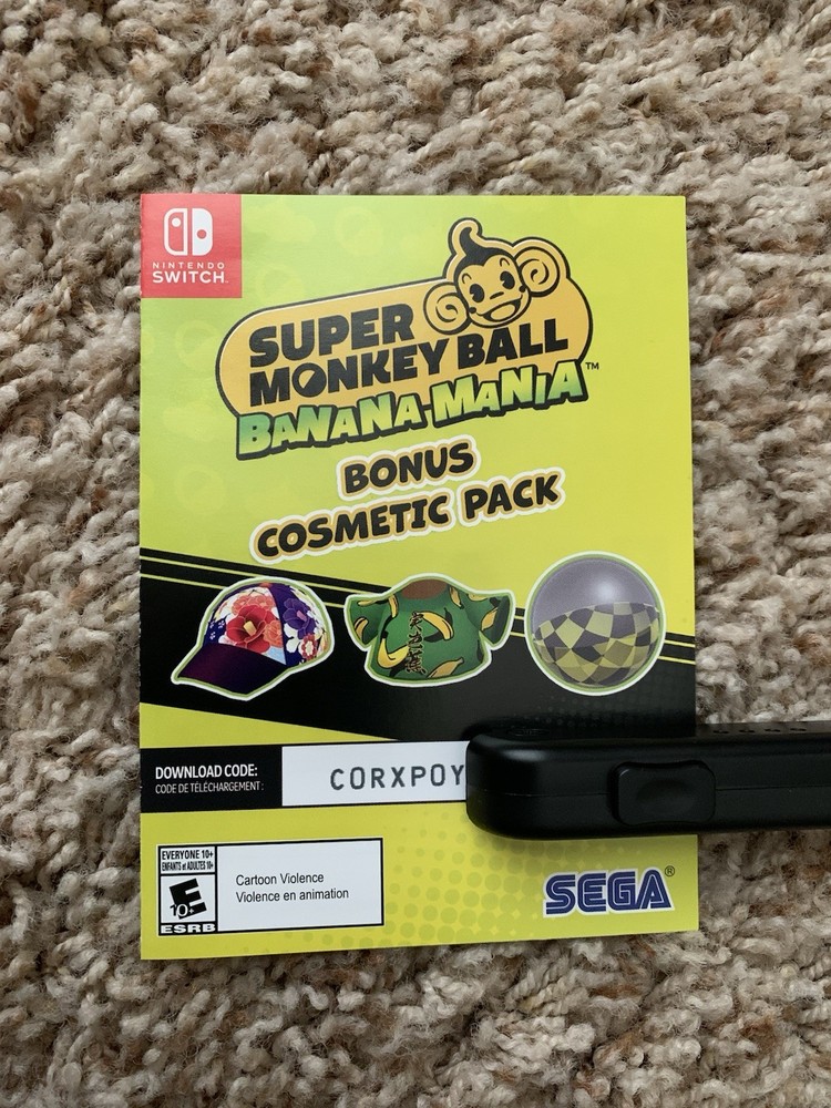 CODE ONLY! Super Monkey Ball Banana Mania Cosmetic Pack NINTENDO SWITCH DLC CODE