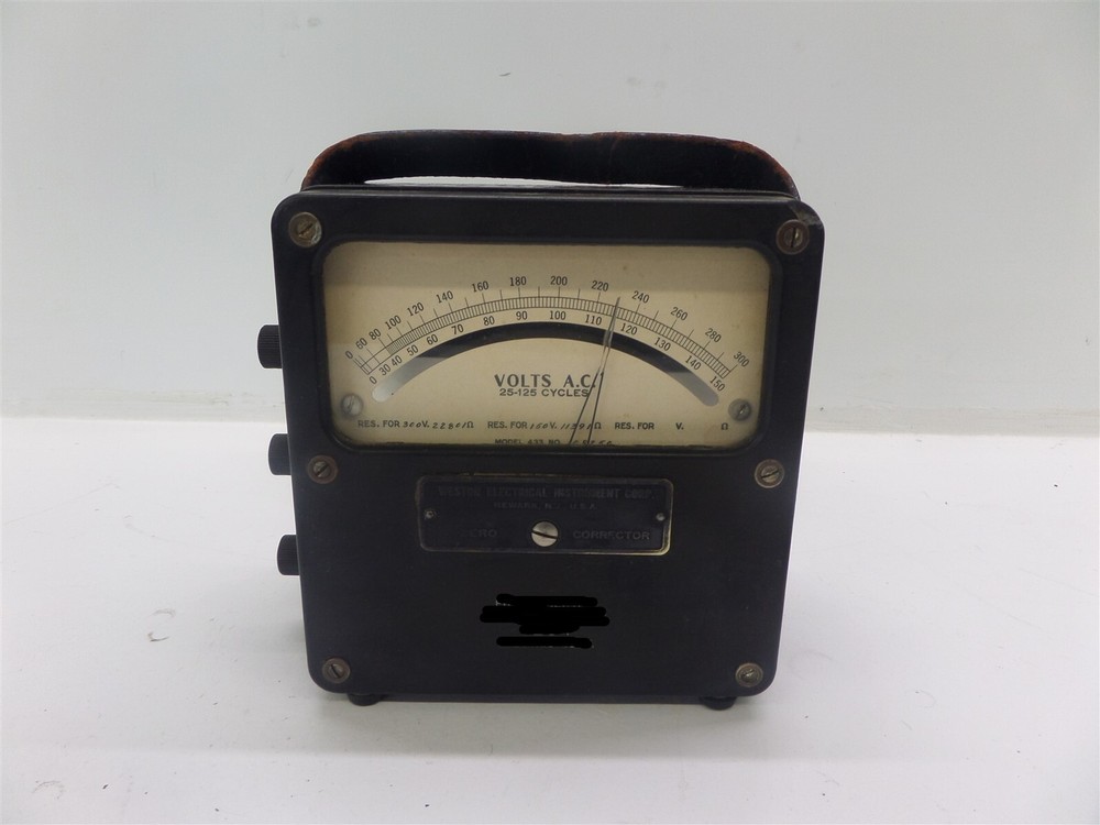 Vintage Weston AC Voltmeter Zero Corrector Meter Model 433 25-125 Cycles