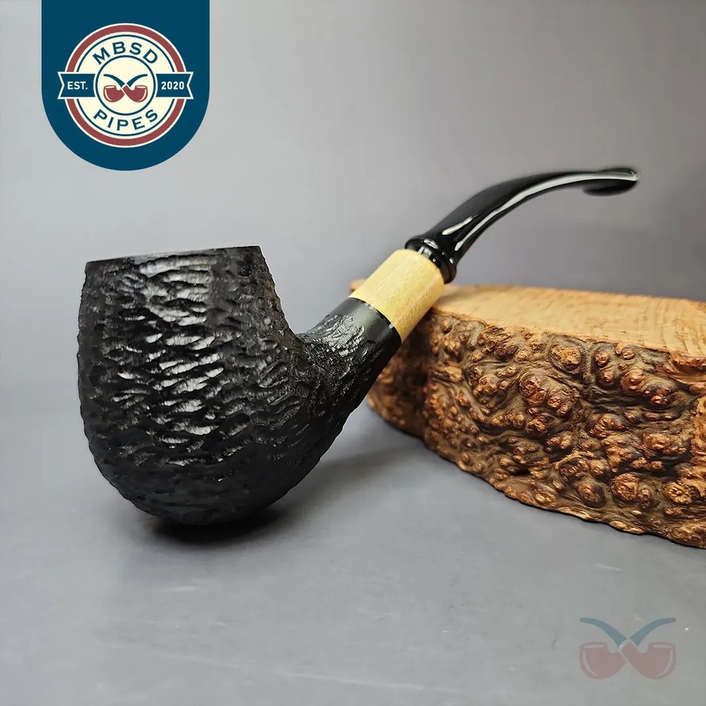 MBSD Briars by Vitale Black Rusticated Brandy w/ Boxwood Briar Pipe, New