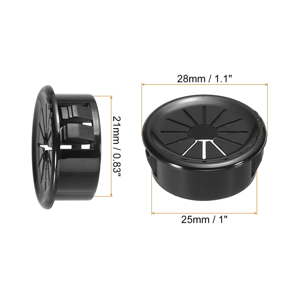 Bushing Grommet Protector Wire Hole Plug - 25mm Mount Dia / Black / 8 Pcs