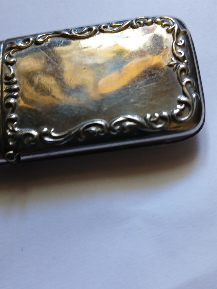 Vintage Silver Plated Match Safe Holder Striker On Bottom Great Embossing 👍