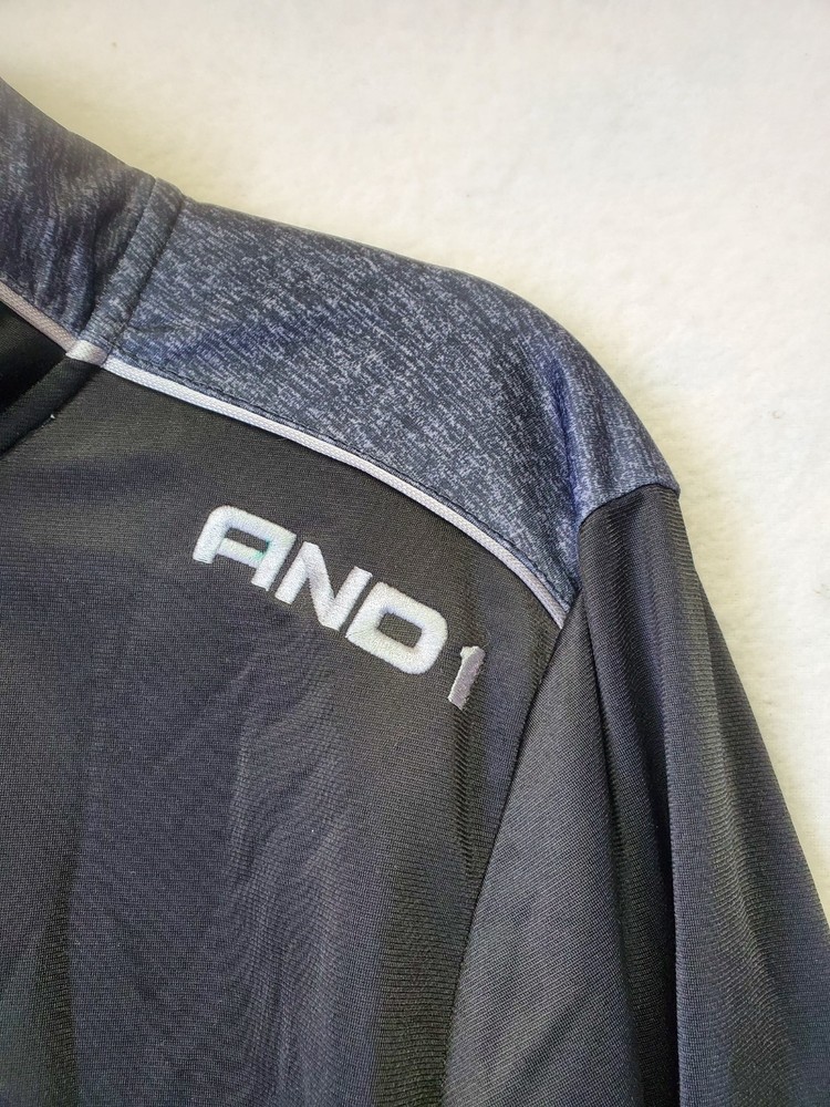 Mens And1 Athletic Jacket Medium Full Zip Black Gray
