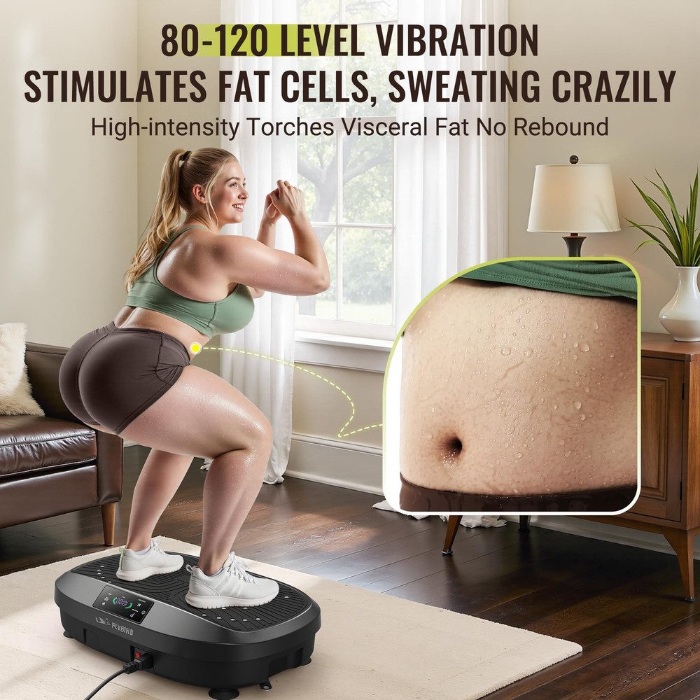FLYBIRD Vibration Plate Exercise Machine, Adjustable Speed High Intensity Vib...