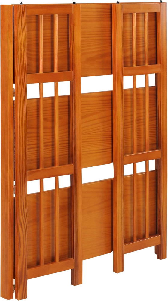 3-Shelf Folding Stackable Bookcase (27.5" Wide)-Honey Oak