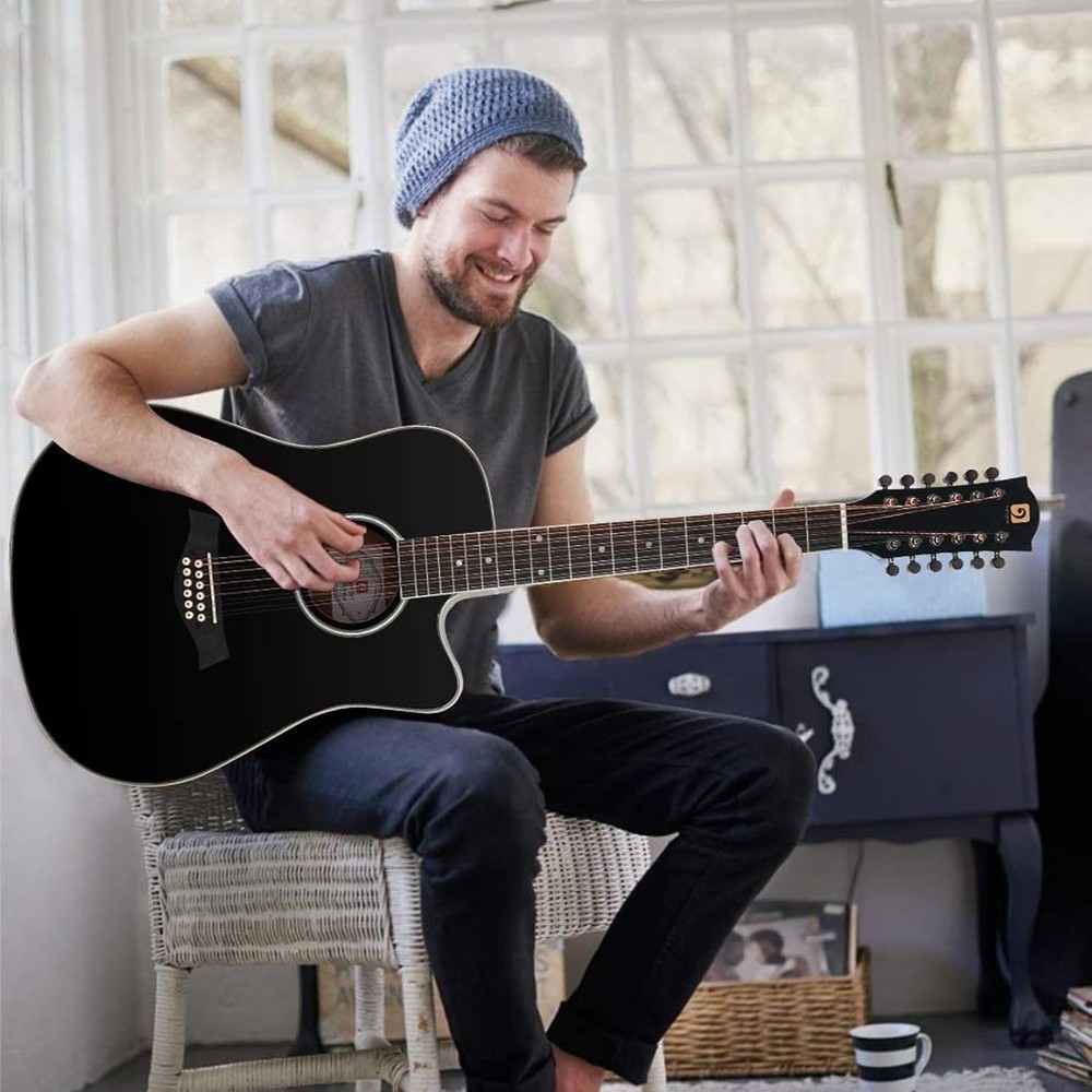 Guitar Bridge Pins & Puller - 12 Pack Ivory/Black Set for Ultimate Performance