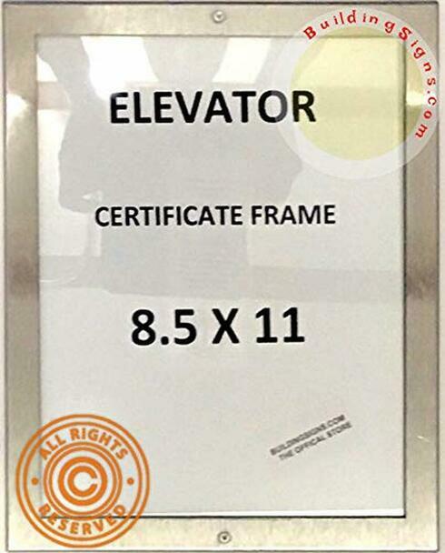 Elevator Certificate Frame 8.5x11 (Lockable !!!, Stainless Steel)-REF24-1027