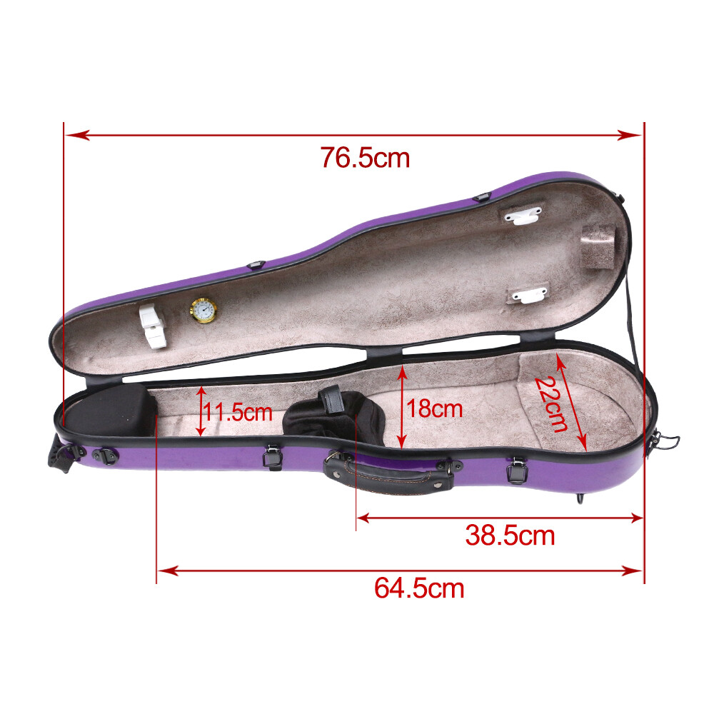 4/4 Violin Case Carbon Fiber Lightweight Backpack Strap Rubber Leather handle